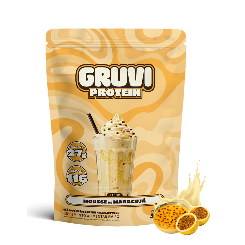 Proteína vegana Gruvi - sabor Mousse de Maracujá