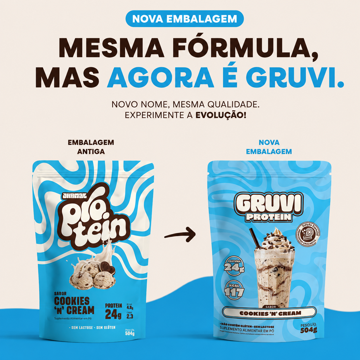 Proteína vegana Gruvi - sabor Cookies n'Cream
