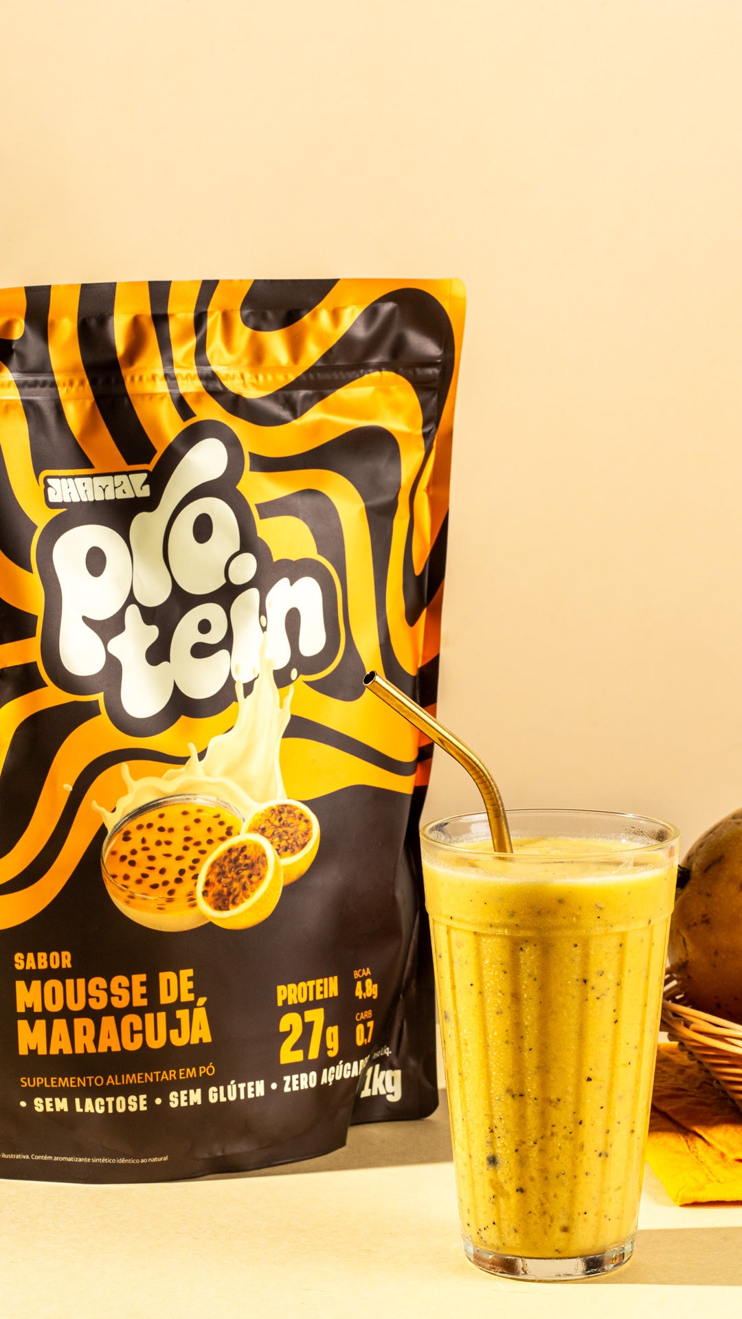 Proteína vegana Gruvi - sabor Mousse de Maracujá