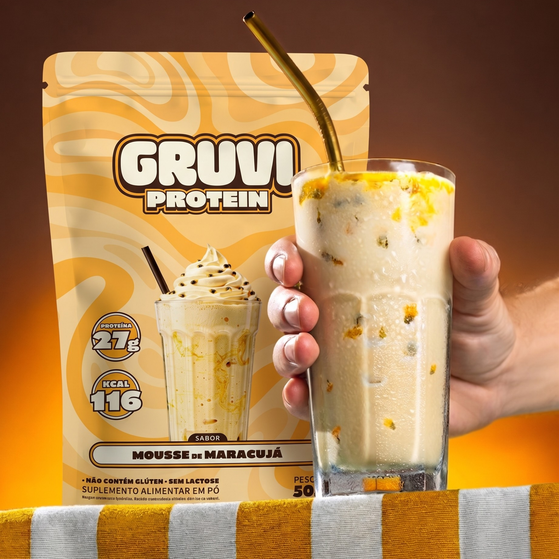 Proteína vegana Gruvi - sabor Mousse de Maracujá