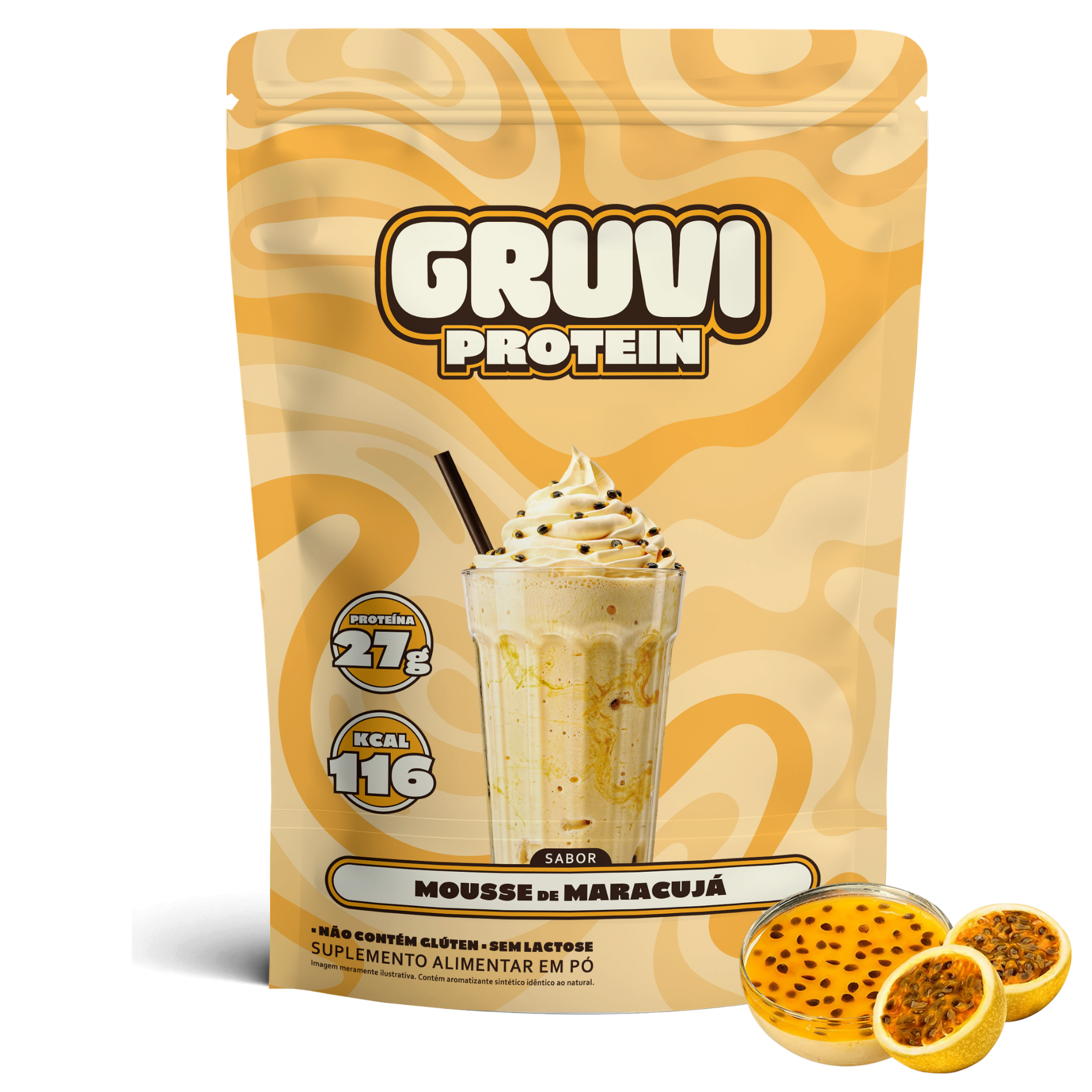Proteína vegana Gruvi - sabor Mousse de Maracujá